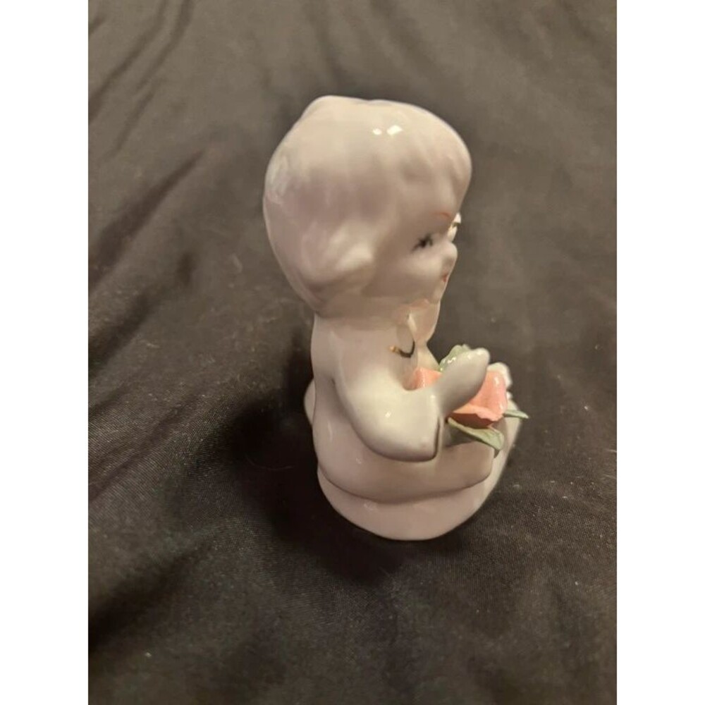 Vintage Porcelain Angel Cherub Figurine / Mini Vase